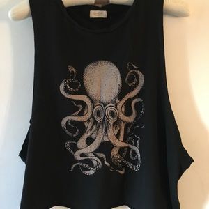 Cut tank top with octopus graphic